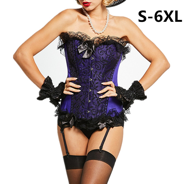 Women's Lace Purple Corsets and Bustiers Plus Size Waist Slimming