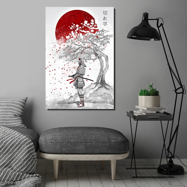 Japanese Samurai Canvas Painting Poster Home Wall Decor Art Painting Black White Red Artwork Wall Decor No Frame Wish