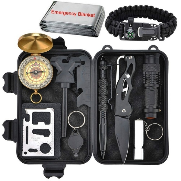 ASR Outdoor Emergency Pocket Instant Lighter Fire Stick Starter Survival Tool with Keychain and Compass