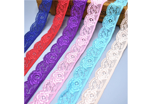 5 Yards high quality stretch elastic lace ribbon 25mm width White