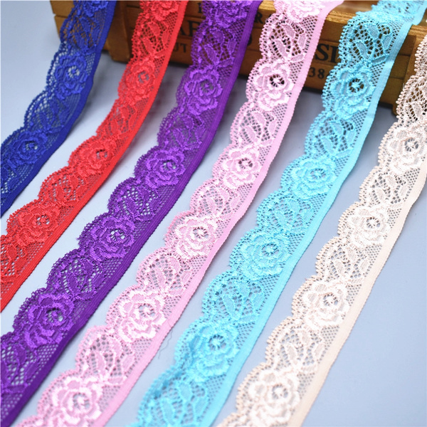 Lace Elastic 1, Stretch Lace Elastic for Headbands, 1 Lace Elastic by the  single yard, 5 or 10 yards - 17 Colors to Choose From