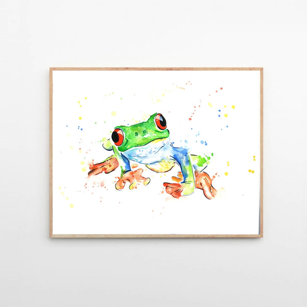 Frog abstract water colour animal wall art prints