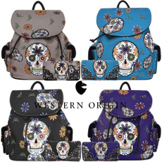 School, Fashion, women backpack, skull