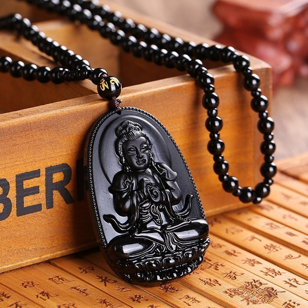 65mm Sitting Buddha Pendant - Black Matte Obsidian set in Tibetan Silv –  funkyprettybeads