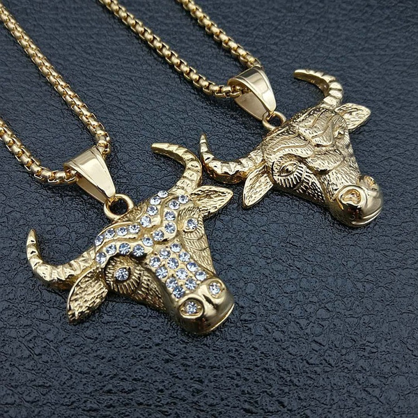 Buy Necklace for Women Men,Gold Bull Necklace Stainless Steel Pendant with  24'' Long Chain at Amazon.in