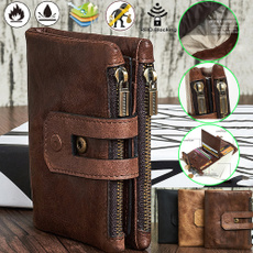 2018 New Men RFID Blocking Leather Small Compact Bifold Pocket Wallet Mini Purse with id Window 