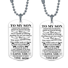 To My Son Daughter I Want You To Believe Love Dad Mom Dog Tag Military Necklace Ball Chain Gift for Best Son Birthday Graduation 