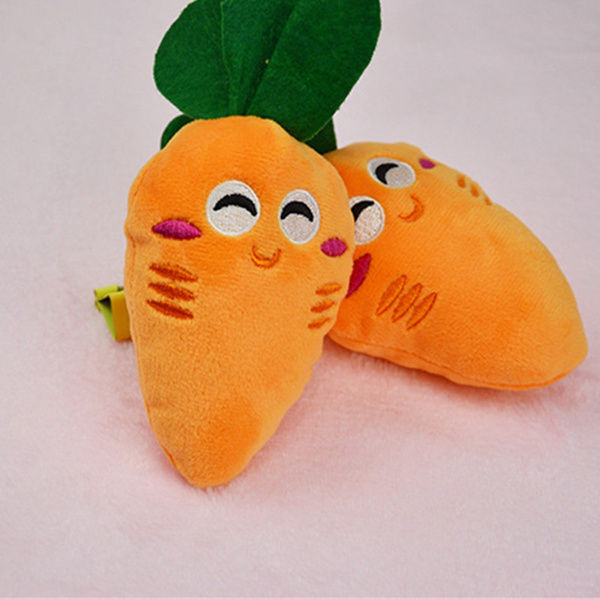 Cute Puppy Pet Supplies orange Carrot Plush Chew Squeaker Sound Squeaky Dog Toys 