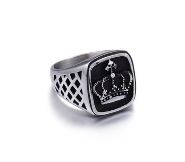 Hot New Stainless Steel Crown Ring Men Fashion Ring King Crown Ring