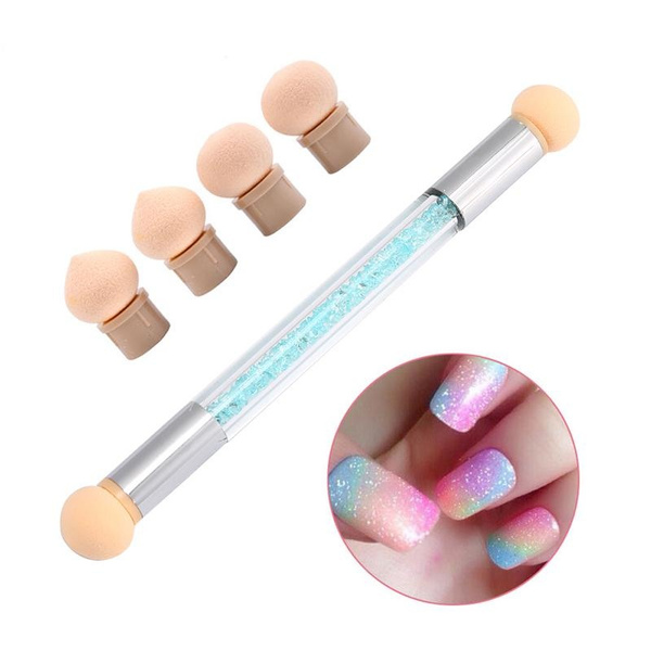 Nail Art Brush, Dual Tipped Ombre Nail Art Sponge Brush for DIY Gradient Blooming UV Gel Nails | Wish Nail Art Brush, Dual Tipped Ombre Nail Art Sponge Brush For Diy Gradient Blooming Uv Gel Nails | Wish