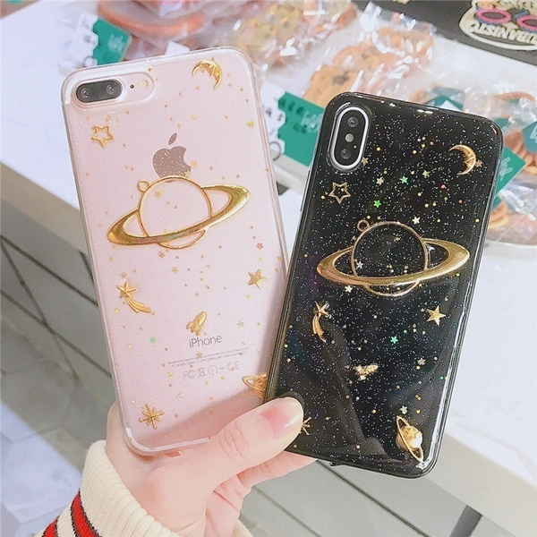 Fashion Bling Soft Phone Case Korea Epoxy Bling Bling Planet Star Saturn Pattern Tpu Phone Protective Back Cover Case For Iphone 6 Iphone 6s Iphone 6 Plus Iphone 6s Plus Iphone 7