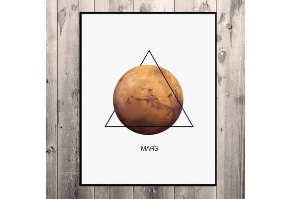 Mars Art Print Planet Wall Decor Solar System Poster Mars Wall Art Geometric Simple Mars Triangle Fine Art Paper Print Wall Hanging 8x10 Inches No Frame
