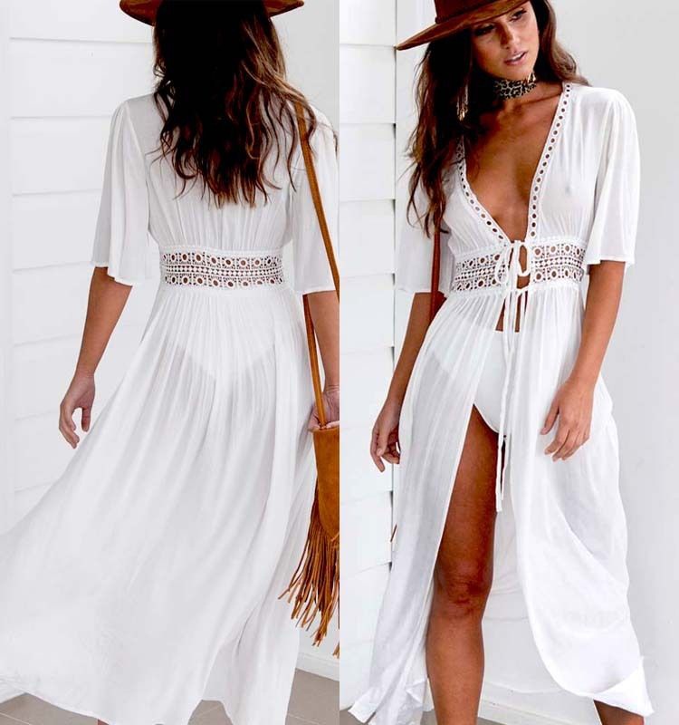 long white beach kaftan
