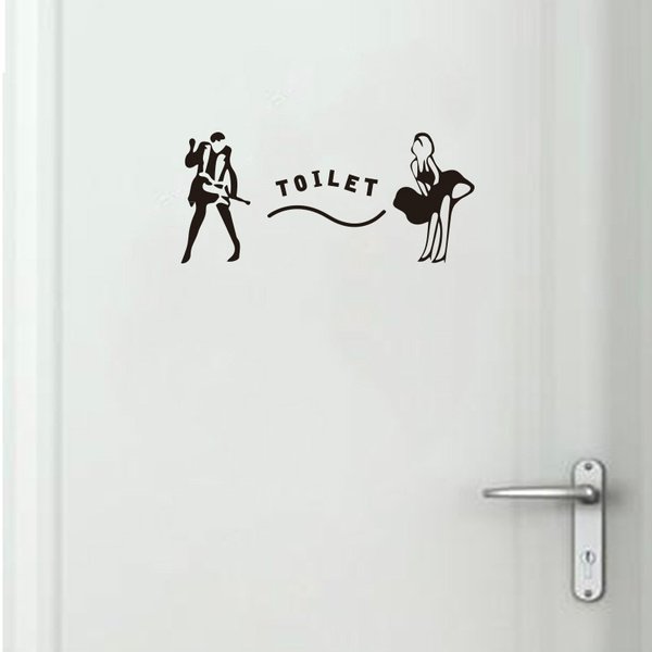 Characters Creative Toilet Sticker WC Design Wall Art Decal Bathroom Home  Decor Wallpaper Humor House Decoration Poster