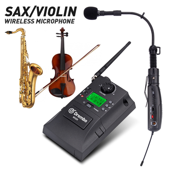 Portable UHF Instrument Wireless Microphone System with Receiver Transmitter 32 Channels for Saxophone Violin