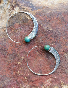 Vintage Jewelry NEW 925 Sterling Silver Turquoise Capricorn Hoop Earrings Stud Ear Wedding Engagement Gifts