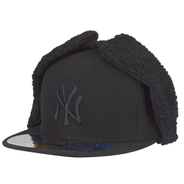 NY Yankees black New Era 59Fifty DOG EAR Winter Cap