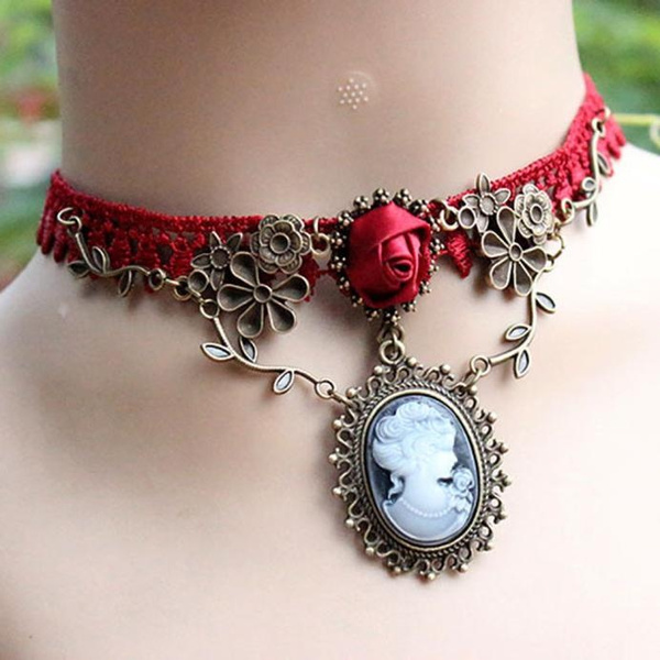 New Stylish Cameo Red Rose Lace Fashion 