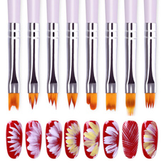 8Style Professional Nails Art Brush Painting Flowers Manicure Foundation Petal Pattern UV Gel Sawtooth Design Pen Wood Pole Brushes Women Makeup Tool Accessories