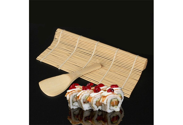 DIY Portable Healthy Home Kitchen Sushi Roll Maker Bamboo Sushi Mat and  Rice Spoon Paddle