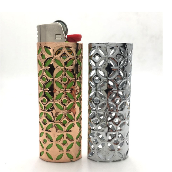 2PCS Set Metal Lighter Case Cover Holder Vintage Hollow