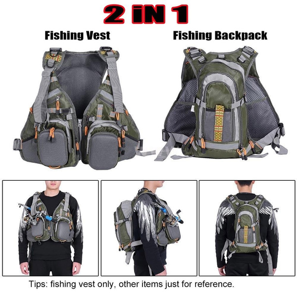Breathable Jacket Lixada 3 In 1 Mesh Fly Fishing Vest And Backpack  Breathable Outdoor Fishing Safety Life Jacket Fisherman Utility Vest  Swimming Sailing Boating Kayak Floating Safety Device Work Vest Pockets  H1J8H4S5