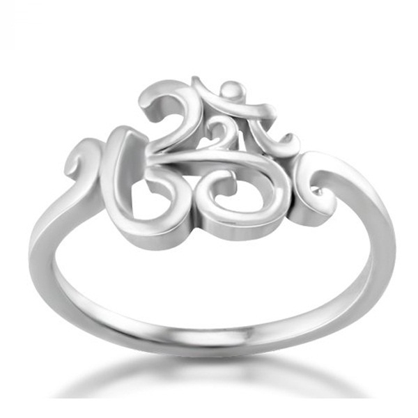 New Sterling Silver .925 Ring Hindu OM symbol AUM Yoga Detailed Jewelry Hinduism 
