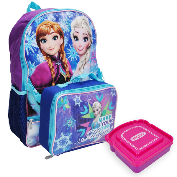Girls Frozen Elsa Anna 16 Backpack, Lunch Bag & Sandwich Box