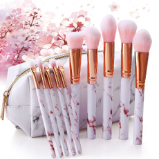 Super Cute 5/10pcs Pink Soft Marble Makeup Brushes Tools Kit Foundation Concealer Powder Eyeshadow Beauty Make Up Blending Blush For Women