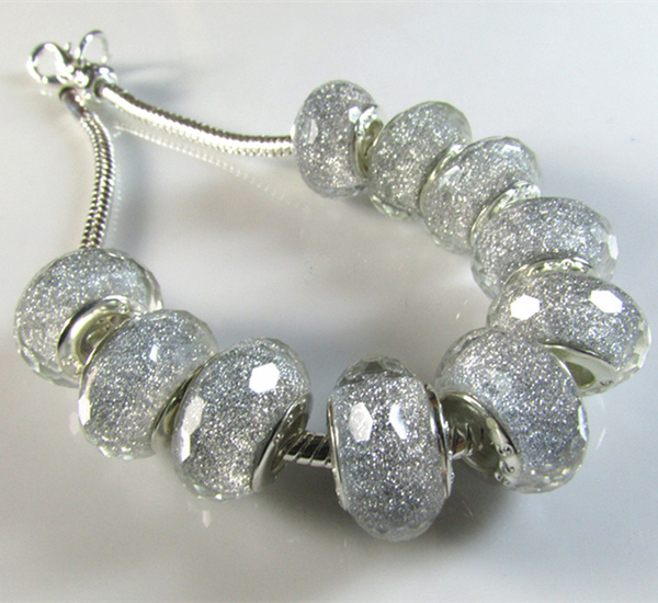 20Pcs SILVER MURANO GLASS BEADS LAMPWORK Fit European Charm Bracelet DIY Jewelry 