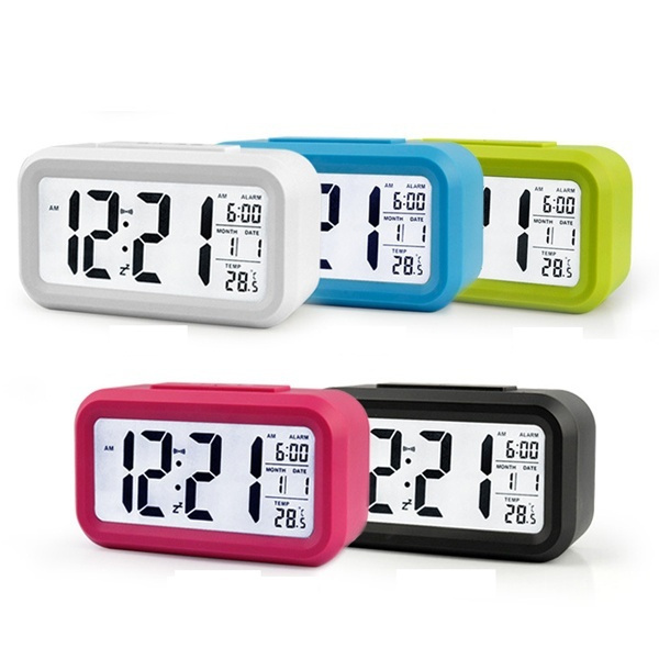 Digital LCD Alarm Wecker Tischuhr Funkwecker mit Temperaturanzeige und Kalender 