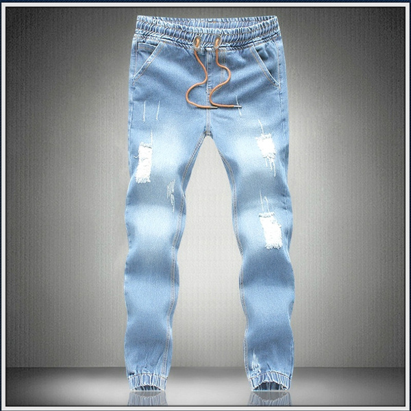 Mens cuffed denim discount joggers