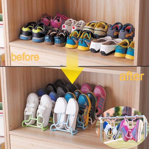 Green Green xuweny maxgoods Multi-Function Plastic Double Hooks Shoes Hanger Shoes Drying Rack Creative Shoes Hanging Sun Scarf Hook,Random Color Pack of 5