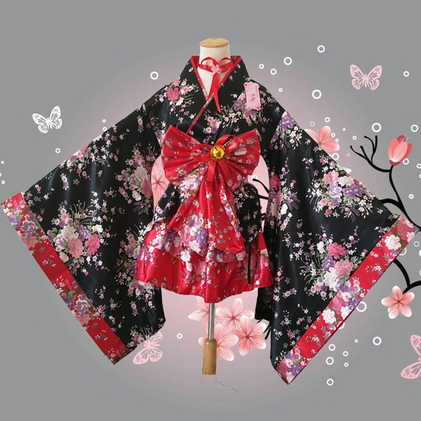 Ligeramente explique Enredo Sexy Japanese Kimono Cute Lolita Costume Pretty Sakura Cosplay Anime Outfit  4 Pieces Fancy Maid Kimono Costume | Wish