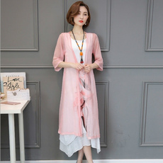 Coat, Chinese, long dress, womenkimonocoat
