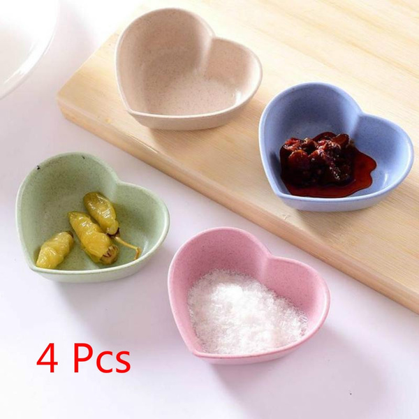 4pcs Kitchen Love Heart Shaped Seasoning Dish Food Snack Dish Plate Sauce Plate 4pcs Kitchen Love Heart Shaped Seasoning Dish Food Snack Dish Plate Sauce Plate