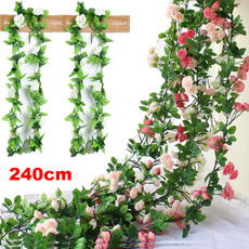 240cm / 94.5 Inch Artificial Fake Silk Rose Flower Ivy Vine Hanging Garland Artificial Plants Flower Wedding Party Home Decor 