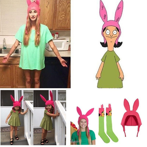 Louise Pink Bunny Ears Hat Bob's Burgers Cosplay Costume Halloween