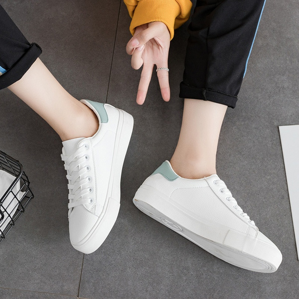 Sneakers for Women All White Casual Shoes Lace Pink Green Sneakers All Match Chaussure Femme Zapatillas Lona Mujer