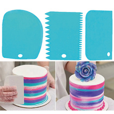 3pcs/set Plastic Cake Edge Side Scraper Baking Spatulas Cake Smoother Serrated Cream Scraper Reusable Cake Decoration Tools