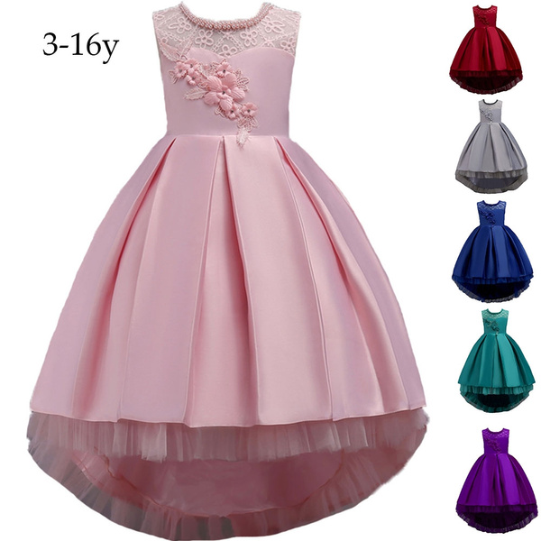 Children Girls Ball Gown Embroidery Bridesmaid Christmas Party Formal  Dresses | eBay