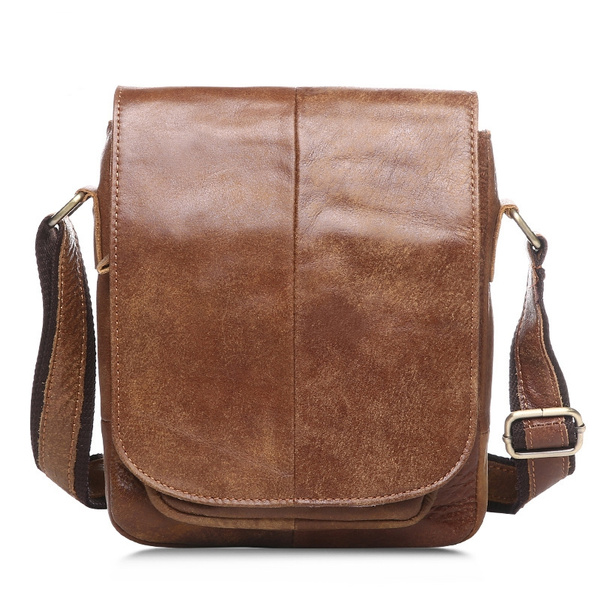 Cowhide Men's Small Bag Leather Shoulder Handbag Briefcase Casual Bags ...