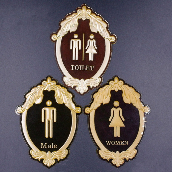 3Pcs Men and Women Toilet Signs WC Public Toilet Signs Acrylic Signs