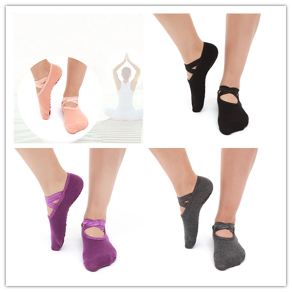 1 Pair Women's Non-Slip Professional Ballet Dance Socks Cross Straps ...