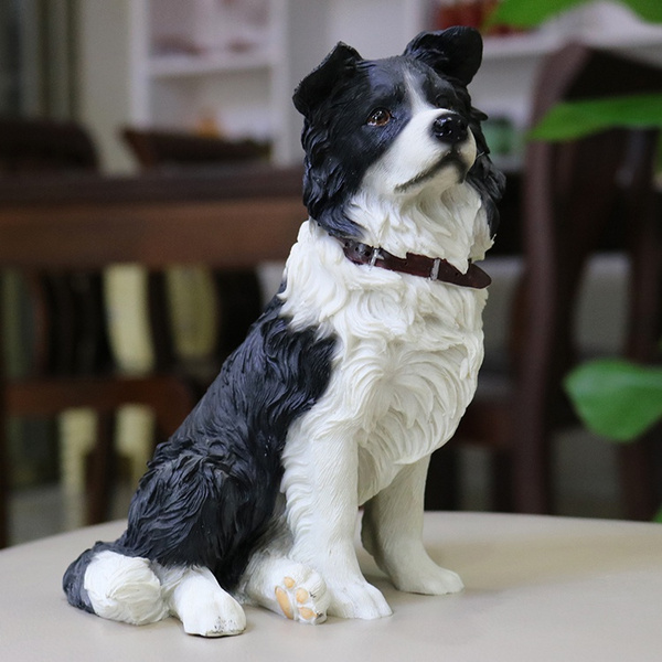 Border Collie Sitting Simulation Dog Model Animal Husbandry Decoration Home  Accessories Collectibles