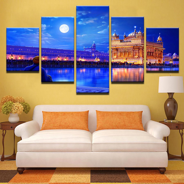 Modular Wall Art Pictures Frame Living Room Hd Printed Poster 5 Pieces Indian Golden Temple Canvas Painting Home Decor Wish - Large Wall Art For Living Room India