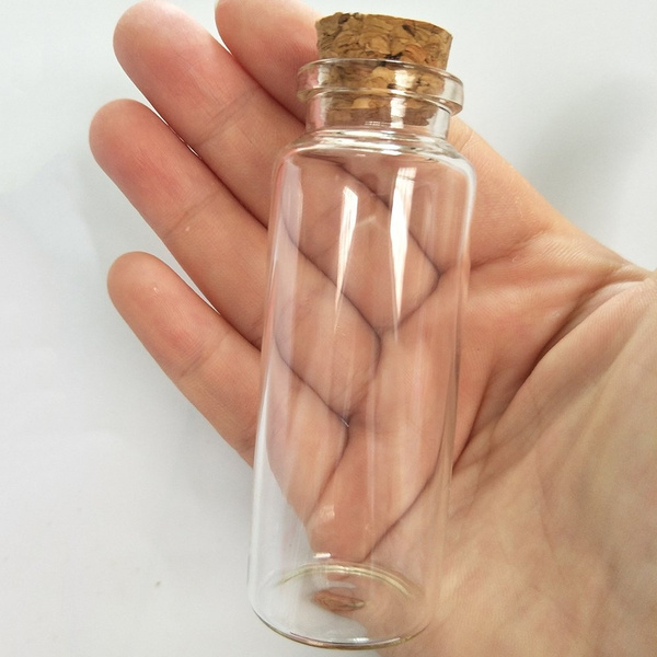 5pcs Mini Glass Bottles With Cork Stopper Clear Glass Wishing Jars