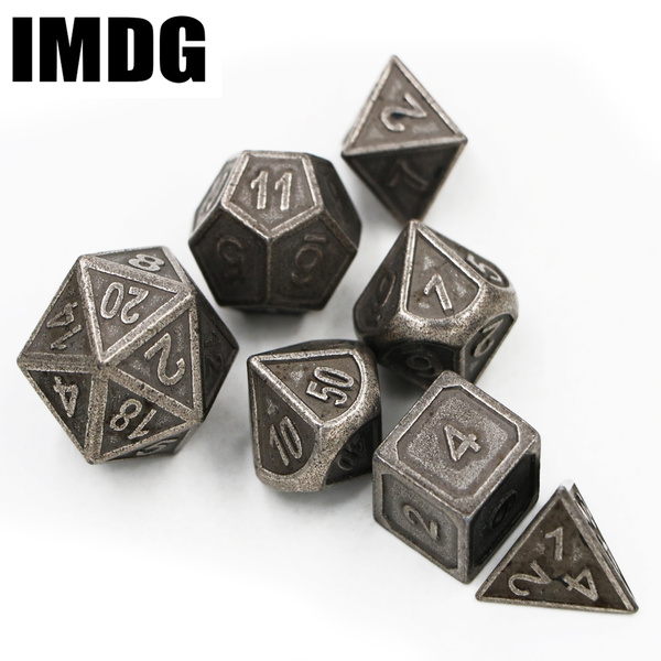 Multiple Color Options Dungeons and Dragons 7pcs Metal Dice Set 