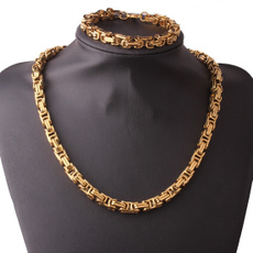 Steel, byzantinechain, Chain Necklace, 18k gold