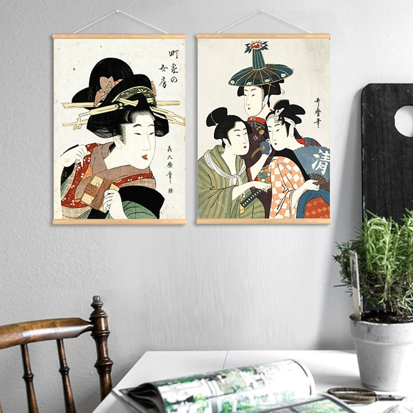 2 Patterns Ukiyo E Japanese Wall Art Decorative Wall Scroll Canvas Print Painting Home Decor Wish